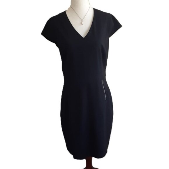 Marc New York Black Midi V Sheath Dress Size 6 - Picture 1 of 10